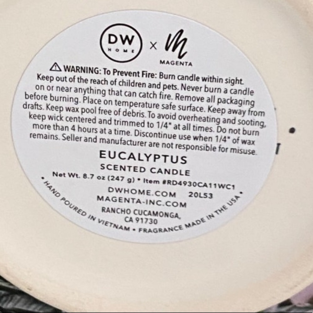 Rae Dunn EUCALYPTUS Scented Candle in Ceramic - Picture 8 of 8